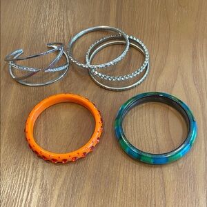 Assortment of Silver and Colorful Bangles